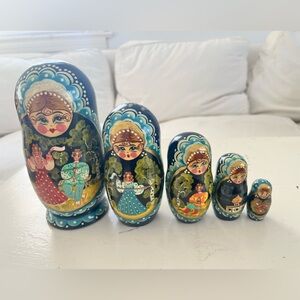 5 piece set of hand-painted Russian Nesting Matryoshka dolls.